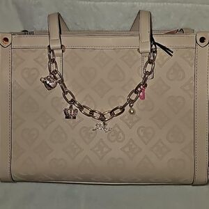 SOLD.           Juicy Couture Beige Tote with Chain  and Charm Accents